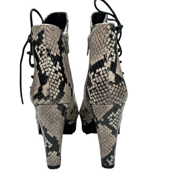 New ALLSAINTS Micaela Suede Lace-Up Boots Size 37 Open Toe Snake Skin - Picture 5 of 9